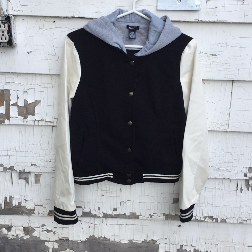 Rue 21 Black and White “Letterman” Jacket